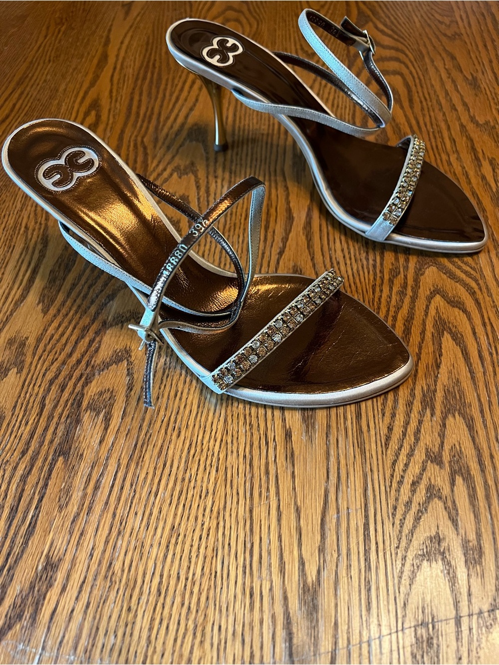 Escada Gold Strappy Crystal-Embellished Women's Heels